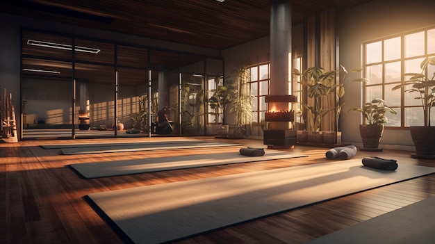 Een foto van de yoga- of fitnessstudio van een spa