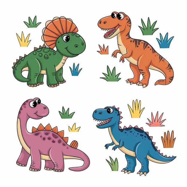een foto van dinosaurussen met verschillende kleuren en het woord dinosaurus