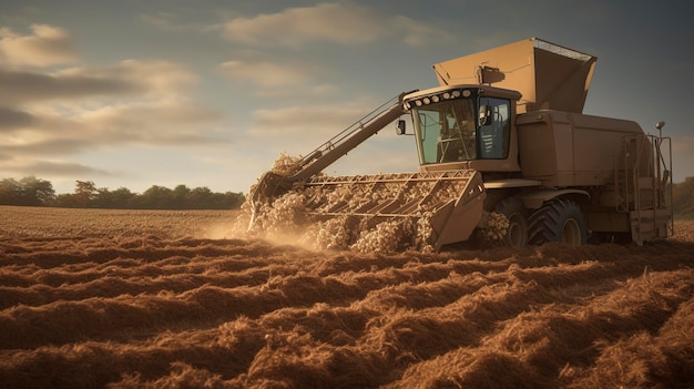 Een foto van een aardappelrooier aan het werk