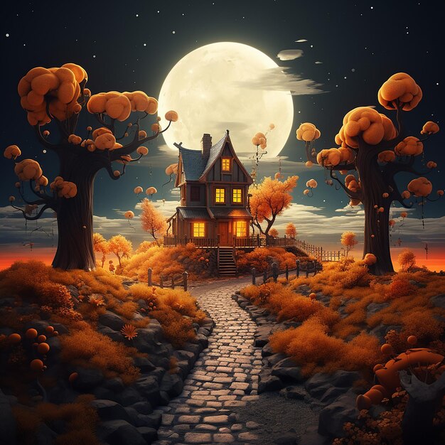 Foto een foto van een achtergrondillustratie in halloween-stijl