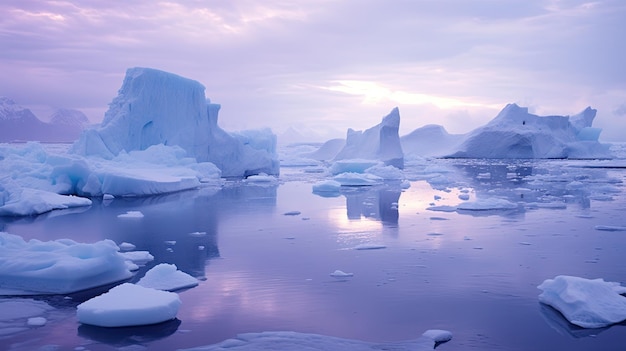 Een foto van een antarctisch ijs habitat ijsbergen