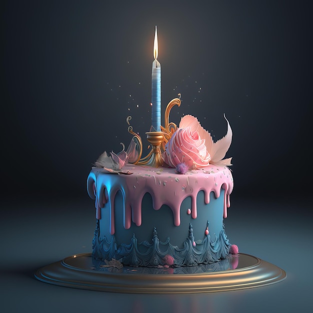 Een foto van een artistieke cake met een uniek abstract ontwerp in meerdere kleuren generatieve ai