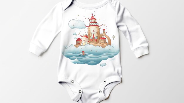 Een foto van een baby onesie met een grappige illustratie