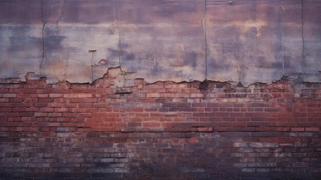 Foto een foto van een bakstenen muur met peeling verf stedelijke skyline achtergrond