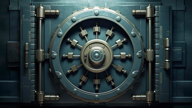 Een foto van een bank kluisdeur met een combinatie slot