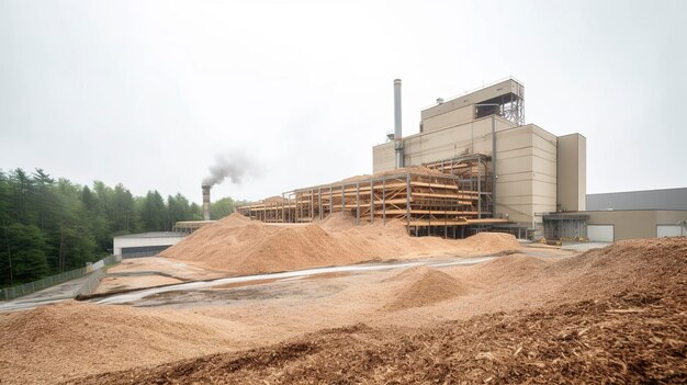 Een foto van een biomassafaciliteit die organisch afval in energie omzet