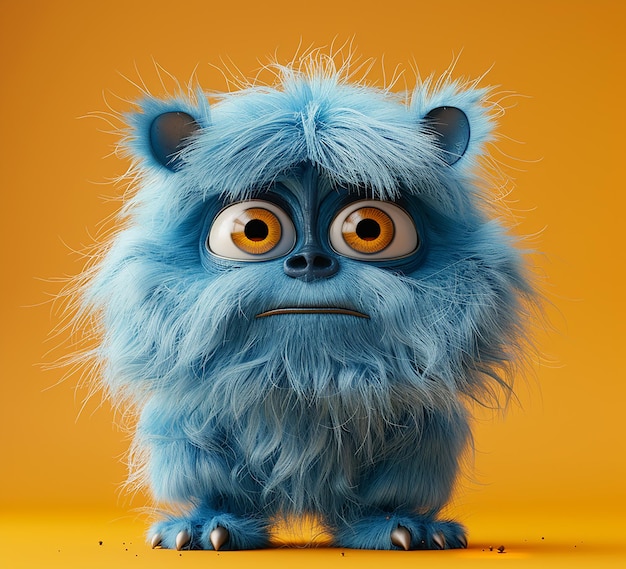 een foto van een blauw cartoon monster personage