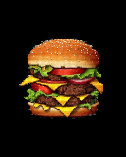 Foto een foto van een burger met een foto van een hamburger erop.