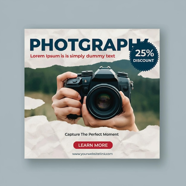 een foto van een camera die op een pagina staat met de tekst "foto van een fotograaf"