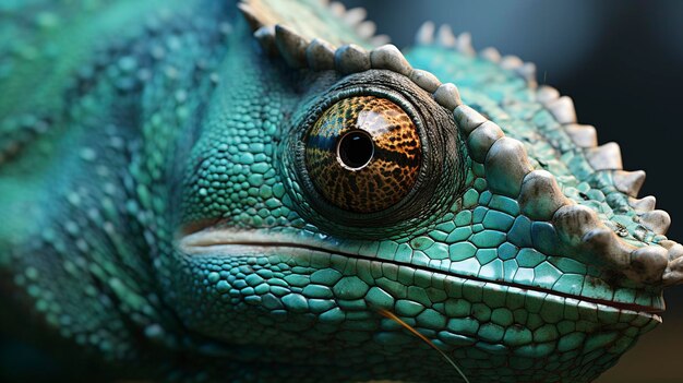 Een foto van een close-up van de getextureerde huid van een kameleon