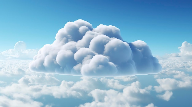 Een foto van een cloud computing-concept met een wolk aan de hemel