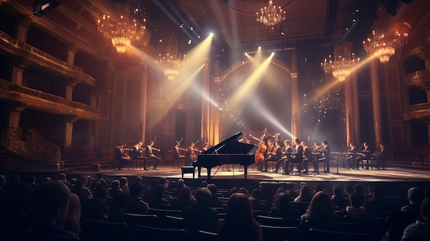 Een foto van een concert harina in een klassieke muziekomgeving