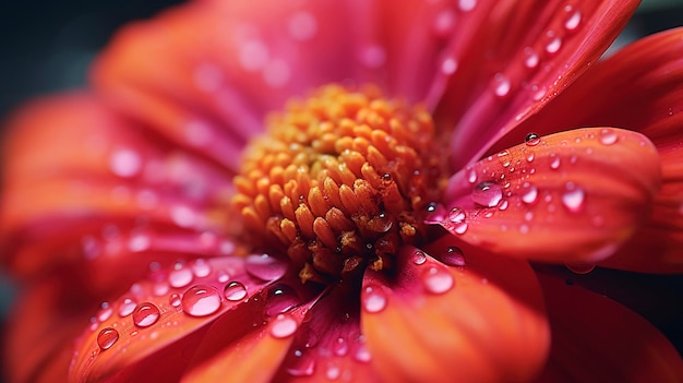 Foto een foto van een delicate macro opname die de details van een levendige zinnia onthult