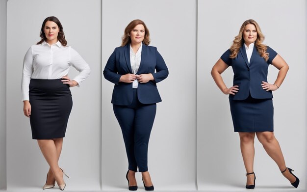 Een foto van een dikke vrouw met kantoorkleding Plus size manager achtergrond