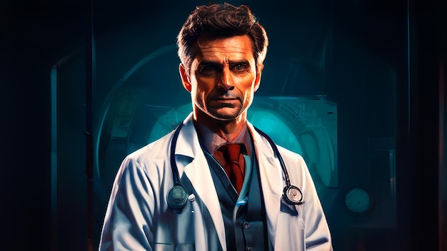 een foto van een dokter met een stethoscoop erop