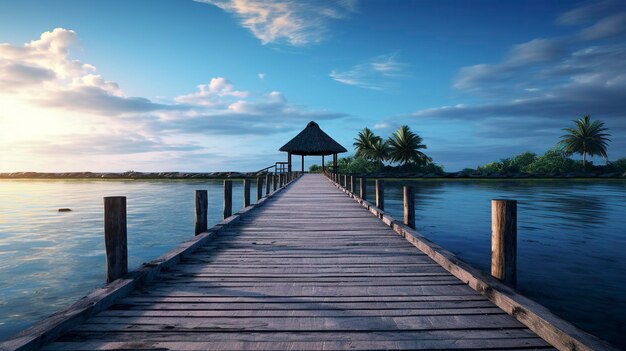 Een foto van een geïsoleerde eiland pier