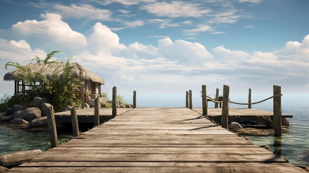 Een foto van een geïsoleerde eiland pier