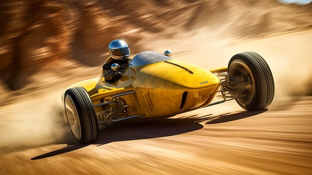 Een foto van een gestroomlijnde race-quad in actie