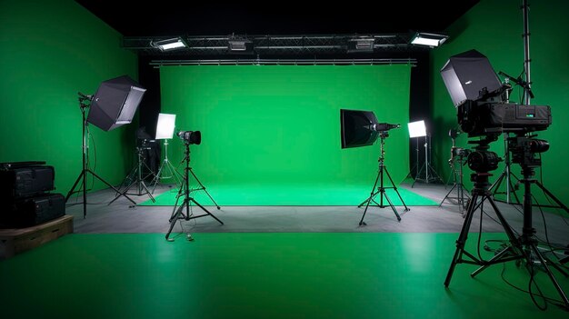 Een foto van een groene scherm studio setup