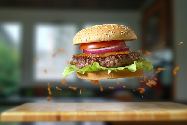 Een foto van een hamburger