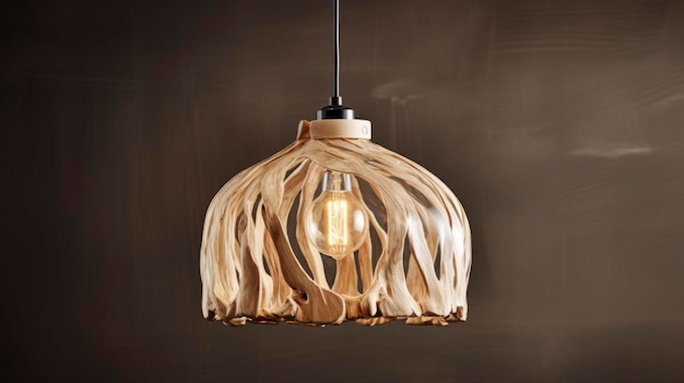 Een foto van een hanglamp in Scandinavische stijl met natuurlijke materialen