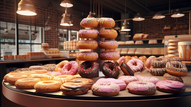 Een foto van een hedendaagse donutwinkel