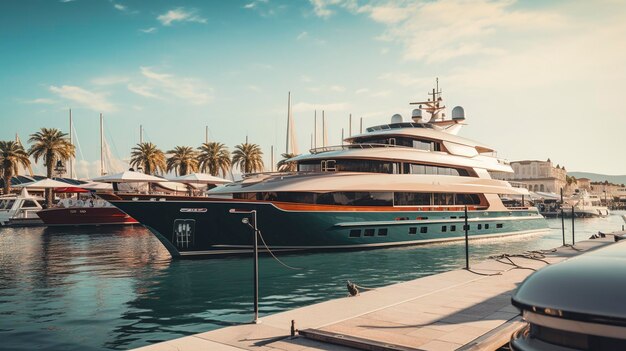 Een foto van een jachtcharterdienst in een luxe haven