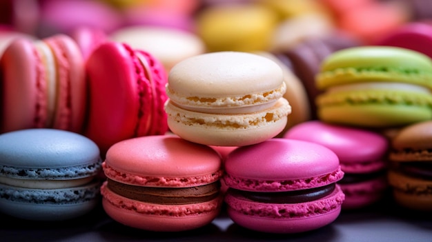 Een foto van een kleurrijke reeks macarons