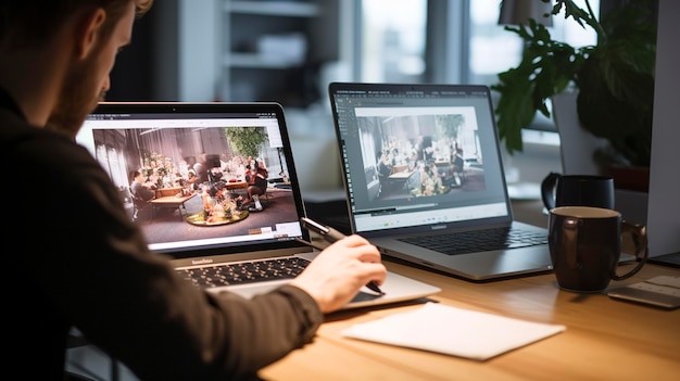 Een foto van een leerling die educatieve video's bekijkt op een computer