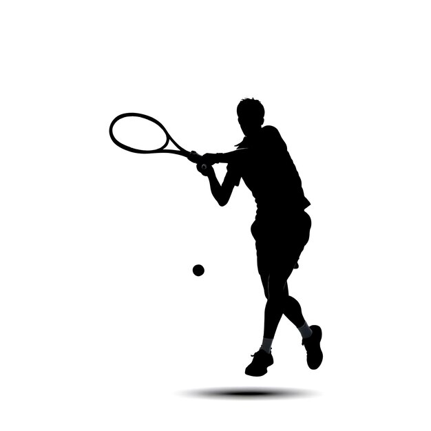 een foto van een man die tennis speelt met een witte achtergrond