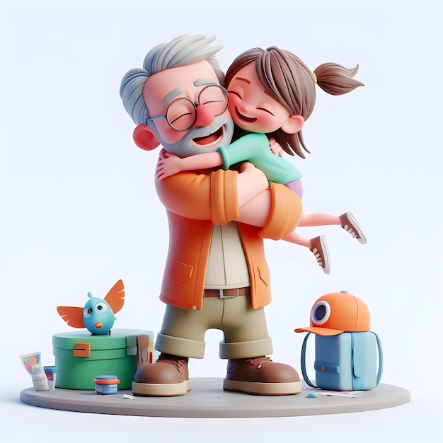 een foto van een man en een vrouw die elkaar omhelzen met een speelgoed