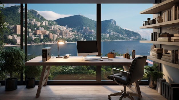 Een foto van een modern kantoor met uitzicht