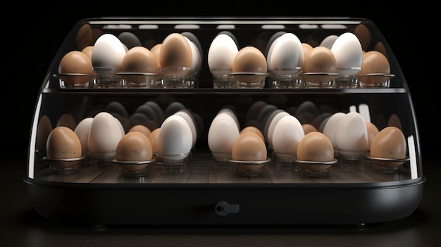 Een foto van een modern verzamelsysteem voor kippeneieren
