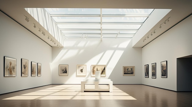 Een foto van een moderne kunstgalerie met strakke architectuur