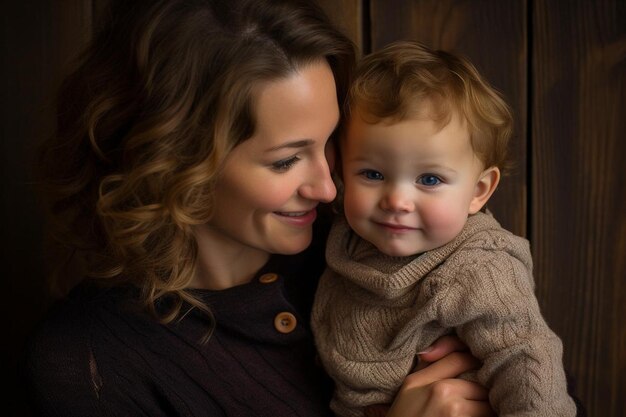 Een foto van een moeders genegenheid Gelukkige Moederdag