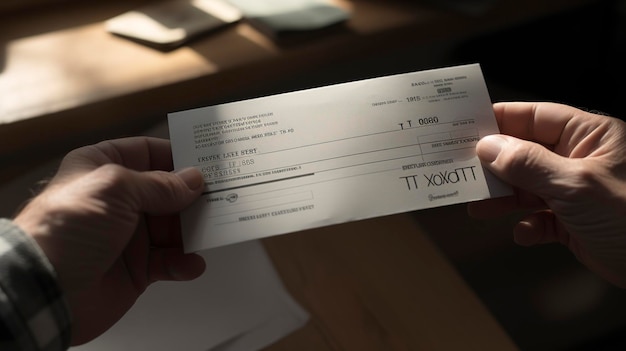 Foto een foto van een persoon met een belastingaangifte envelop