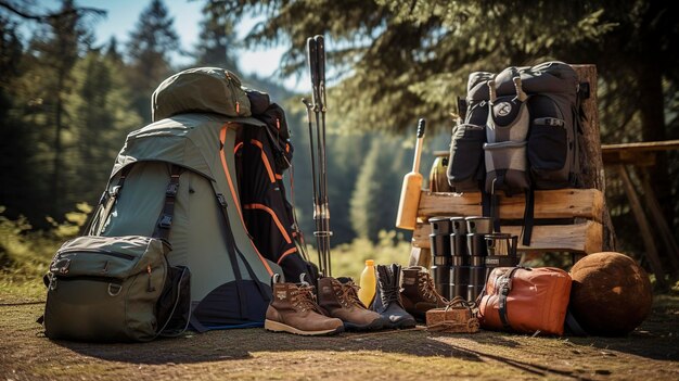 Een foto van een rij camping- en wandelkleding