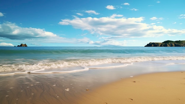 Een foto van een serene strandscène voor ontspanning