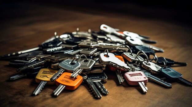 Een foto van een set auto sleutels op een reparatie bestelling