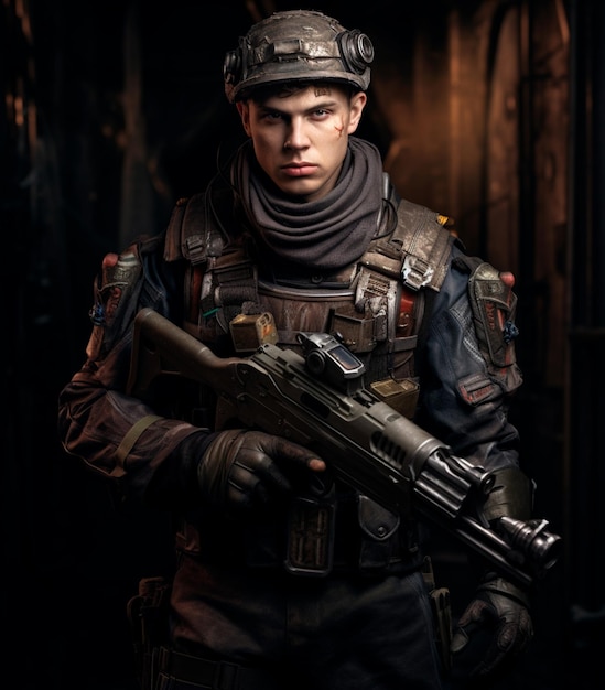 een foto van een soldaat in uniform