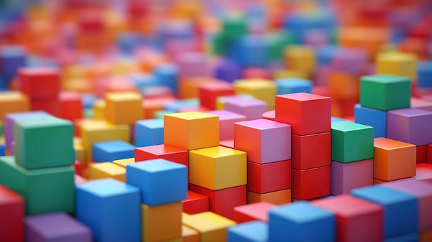 Een foto van een stapel kleurrijke bouwblokken
