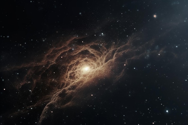 Een foto van een sterrenstelsel met sterren en nevel op de achtergrond
