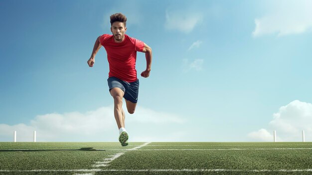 Een foto van een student-atleet op een sportveld