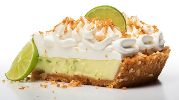 Een foto van een stuk key lime pie in volle lengte