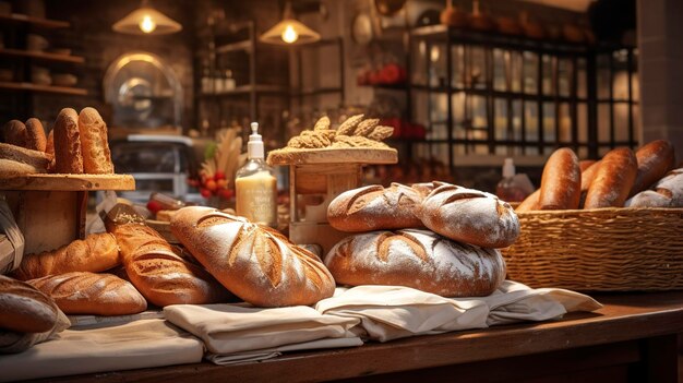 Een foto van een trendy bakkerij met ambachtelijke bakken