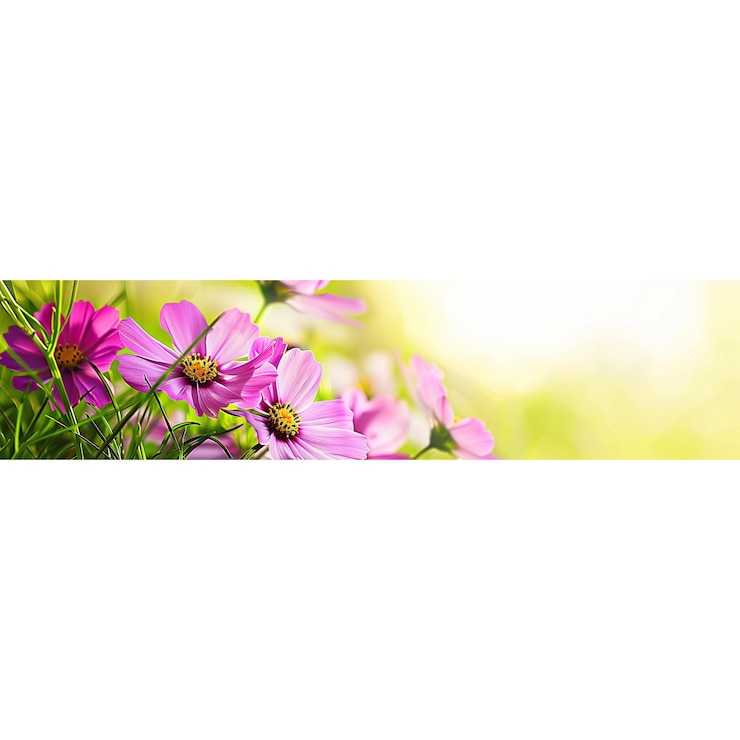 Foto een foto van een veld van bloemen met de woorden lente onderaan