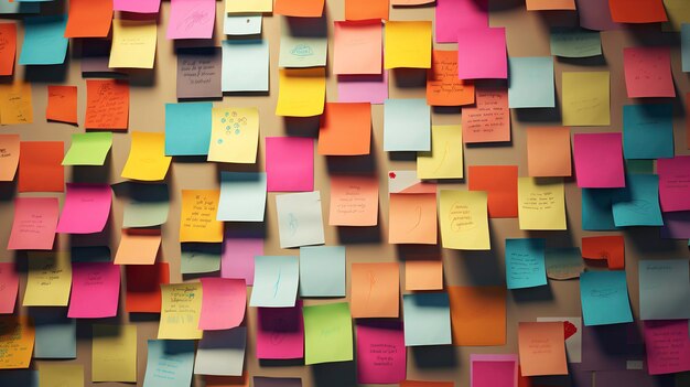 Een foto van een verzameling sticky notes en tabs