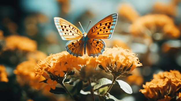 Een foto van een vlinder die subtiel op een bloem is neergestreken