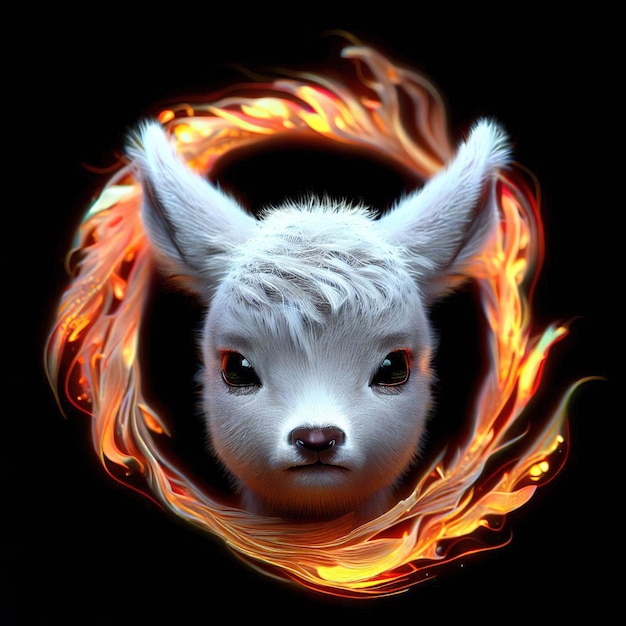 Een foto van een vos met vlammen erop.
