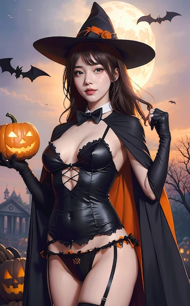 een foto van een vrouw die halloween kleren draagt